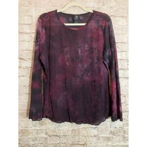 Vintage Y2K Anxiety Cafe Top Womens 2X Dark Romantic Purple Tie Dye Florals